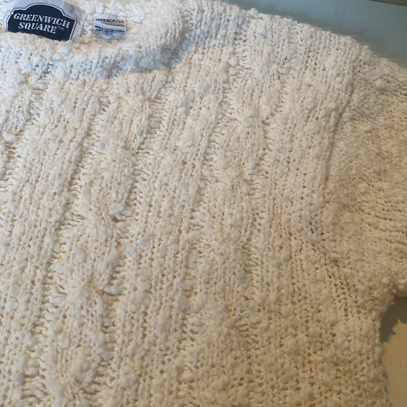 Vintage Greenwich Square White Cable Knit Popcorn Style Sweater - Picture 3 of 4